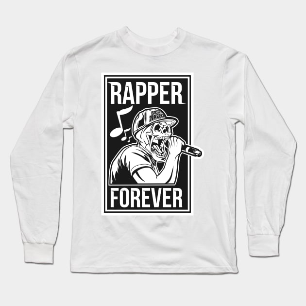 SKULL RAPPER black and white Long Sleeve T-Shirt by beanbeardy